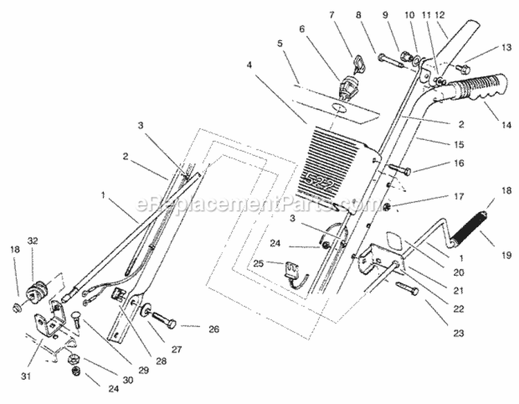 Handle Assembly Left Side Diagram and Parts List for 28231 7900001-7999999 - 1997 Lawn Boy Snow Blower
